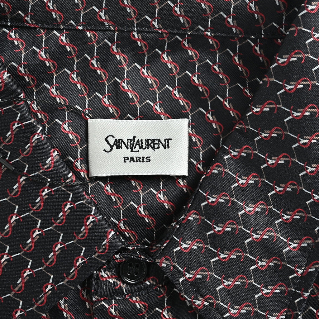 SAINT LAURENT All-Over Monogram Long-Sleeve Shirt
