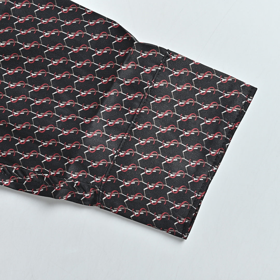 SAINT LAURENT All-Over Monogram Long-Sleeve Shirt