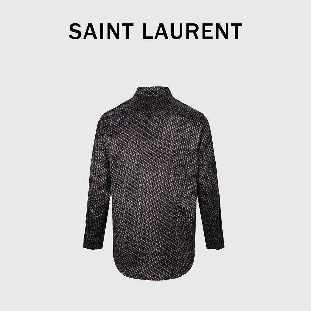 SAINT LAURENT All-Over Monogram Long-Sleeve Shirt
