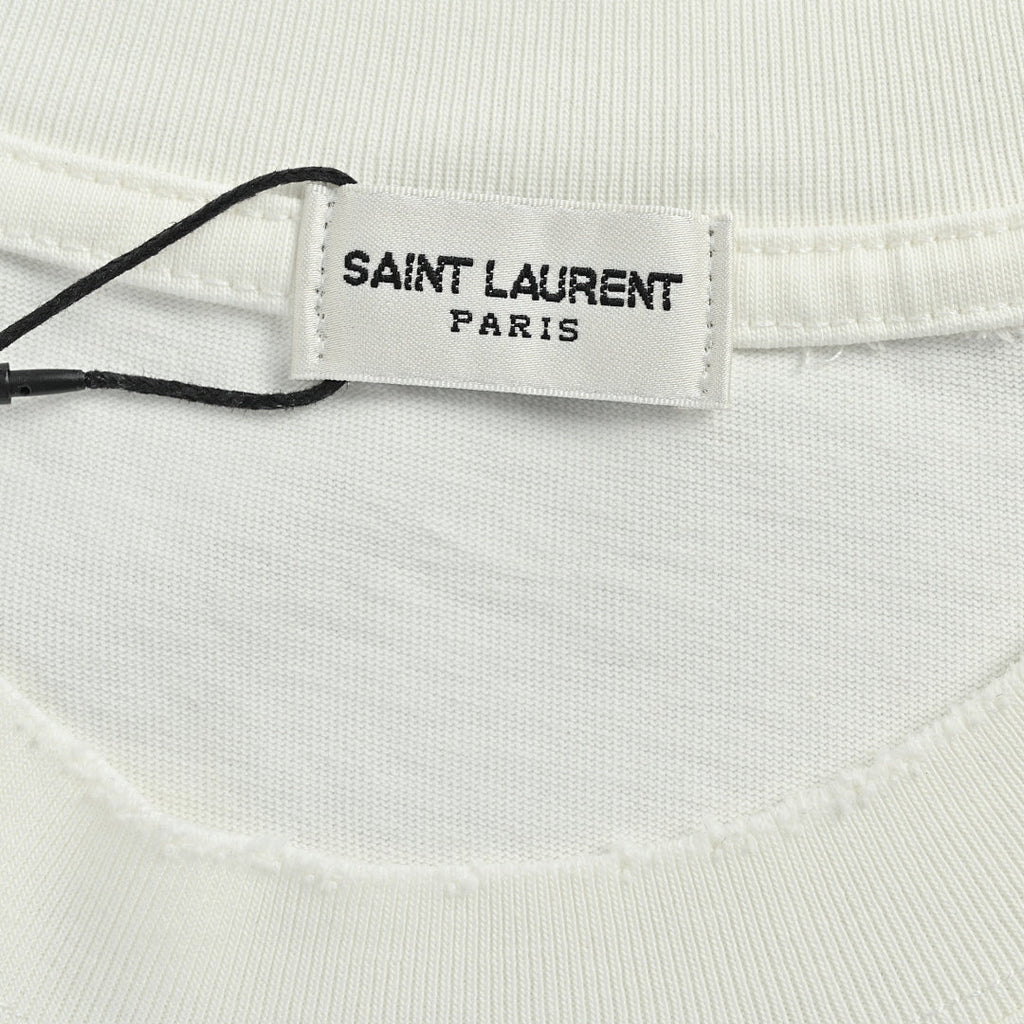 SAINT LAURENT Short-Sleeve Logo T-Shirt with Decorative Details