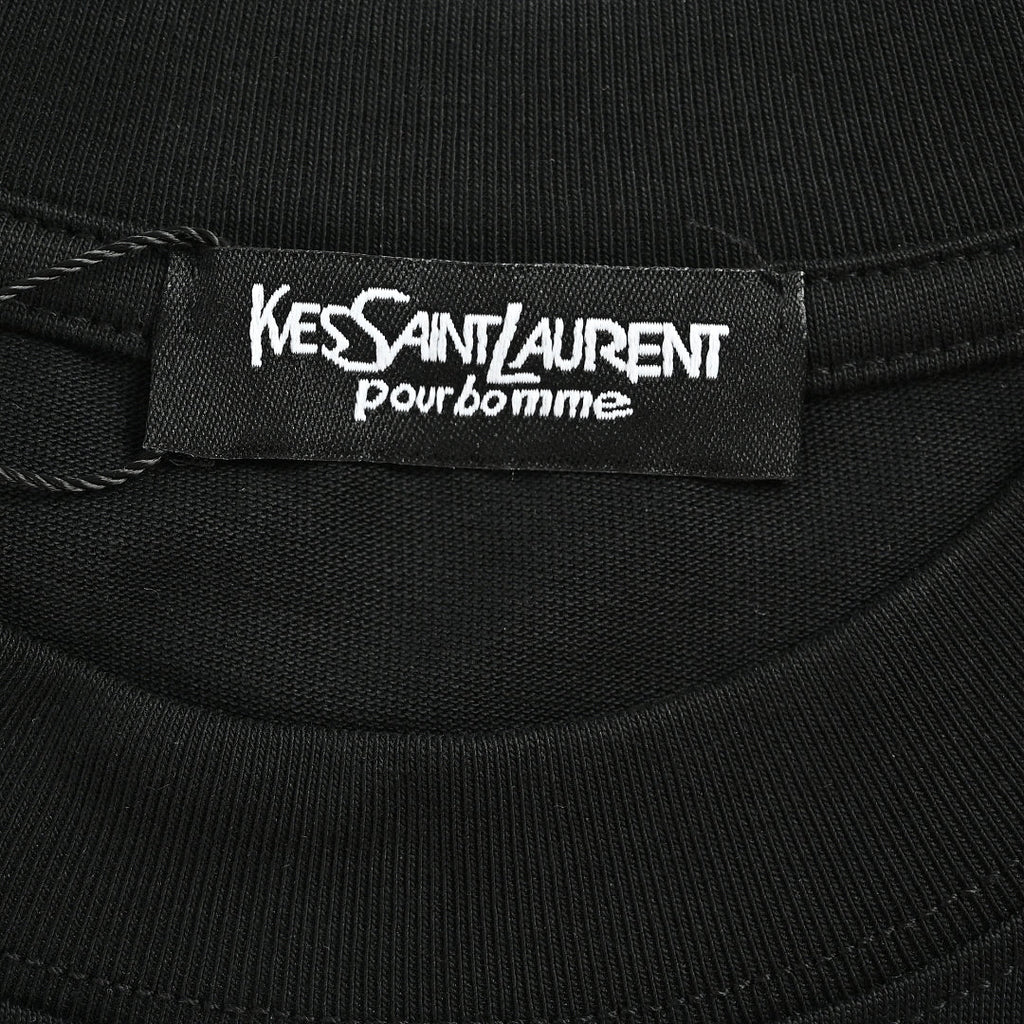SAINT LAURENT Black Multicolor Graffiti Monogram T-Shirt