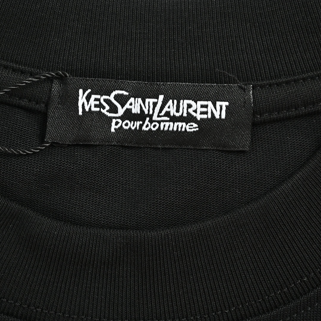 SAINT LAURENT Black Multicolor Graffiti Monogram T-Shirt