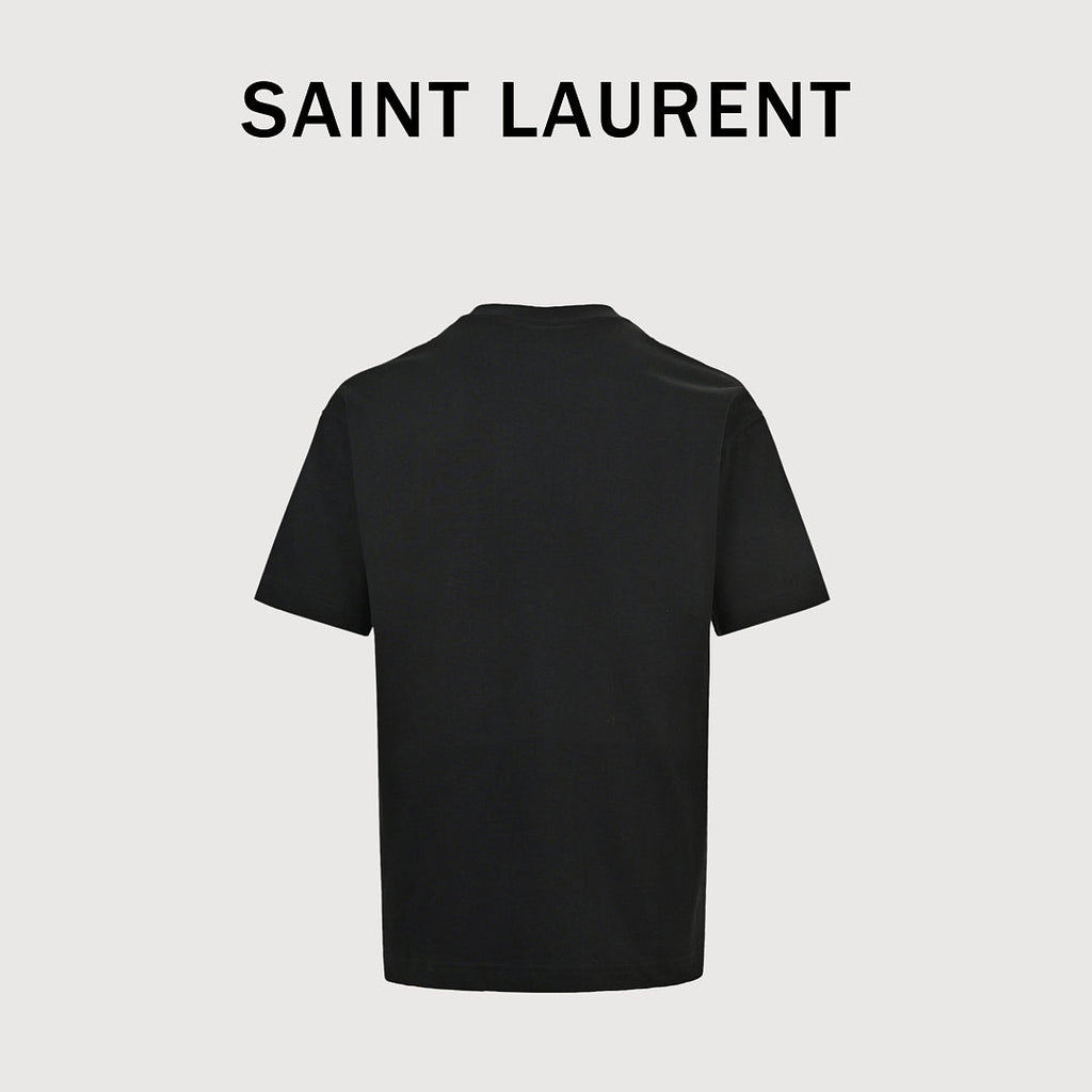 SAINT LAURENT Black Multicolor Graffiti Monogram T-Shirt