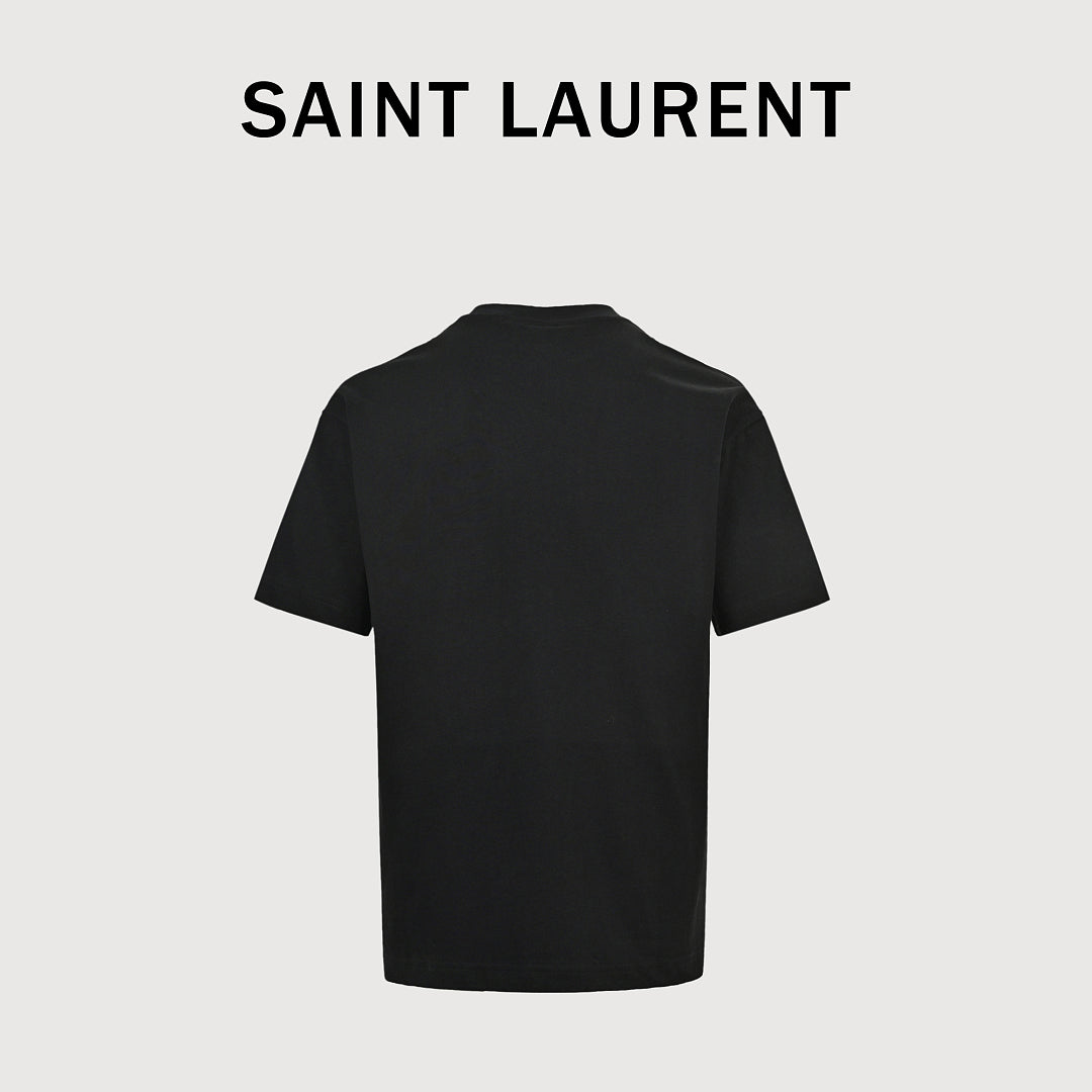 SAINT LAURENT Black Multicolor Graffiti Monogram T-Shirt