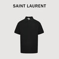 SAINT LAURENT Short-Sleeve Polo with Tonal Embroidered Monogram