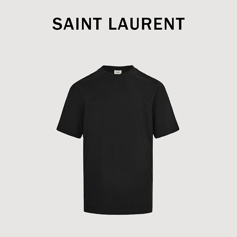 SAINT LAURENT Embroidered Monogram Crew-Neck T-Shirt