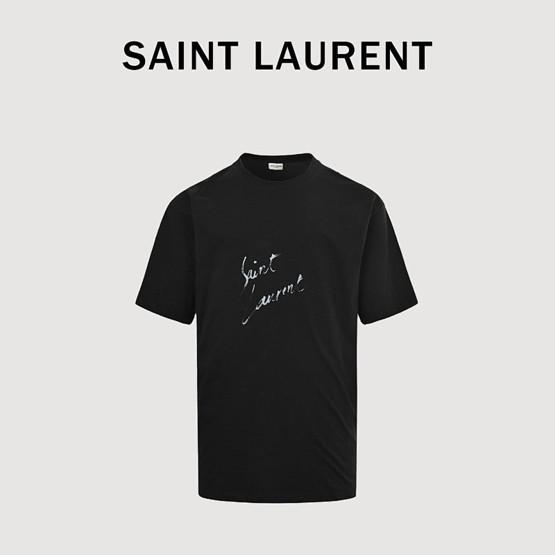 SAINT LAURENT Black Script Logo Crew-Neck T-Shirt