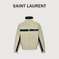 SAINT LAURENT Embroidered Stripe Stand-Collar Zip Jacket