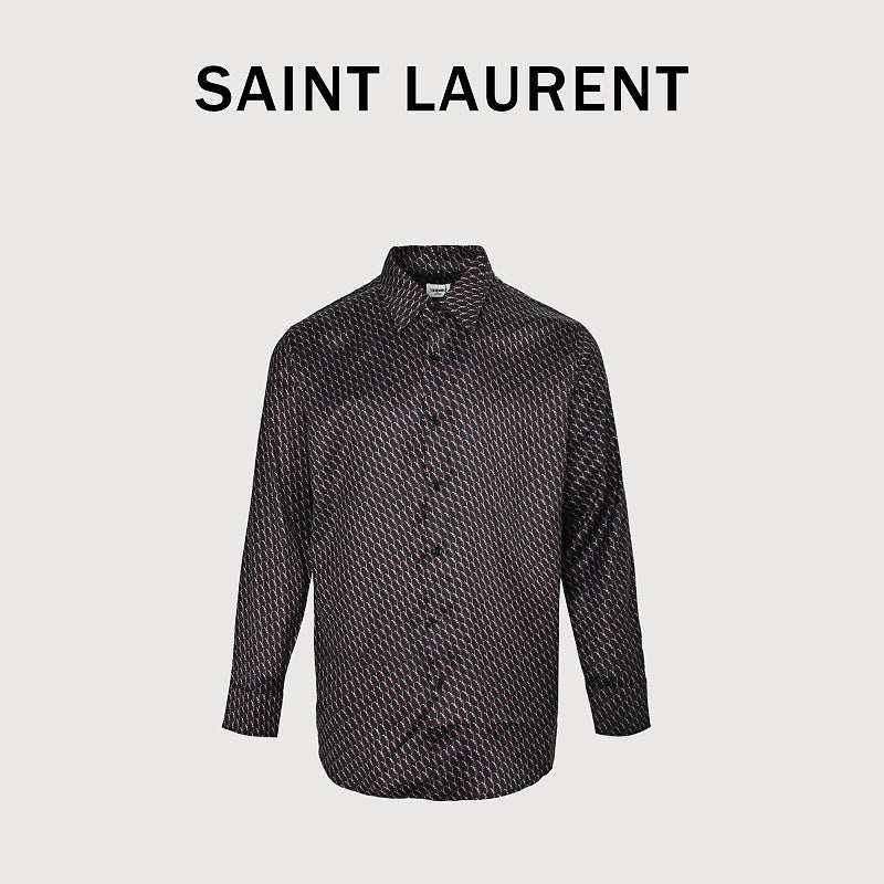 SAINT LAURENT All-Over Monogram Long-Sleeve Shirt