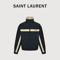 SAINT LAURENT Embroidered Stripe Stand-Collar Zip Jacket