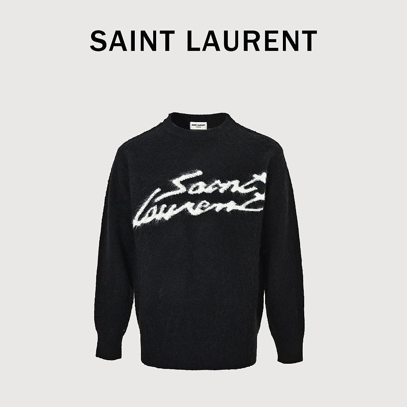 SAINT LAURENT Script Logo Crew-Neck Sweater