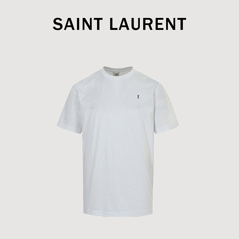 SAINT LAURENT Embroidered Monogram Crew-Neck T-Shirt