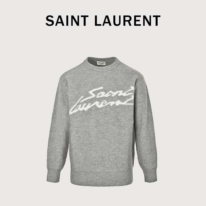 SAINT LAURENT Script Logo Crew-Neck Sweater