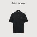 SAINT LAURENT Black Monogram Pocket Polo Shirt