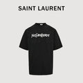 SAINT LAURENT Short-Sleeve Logo T-Shirt with Decorative Details
