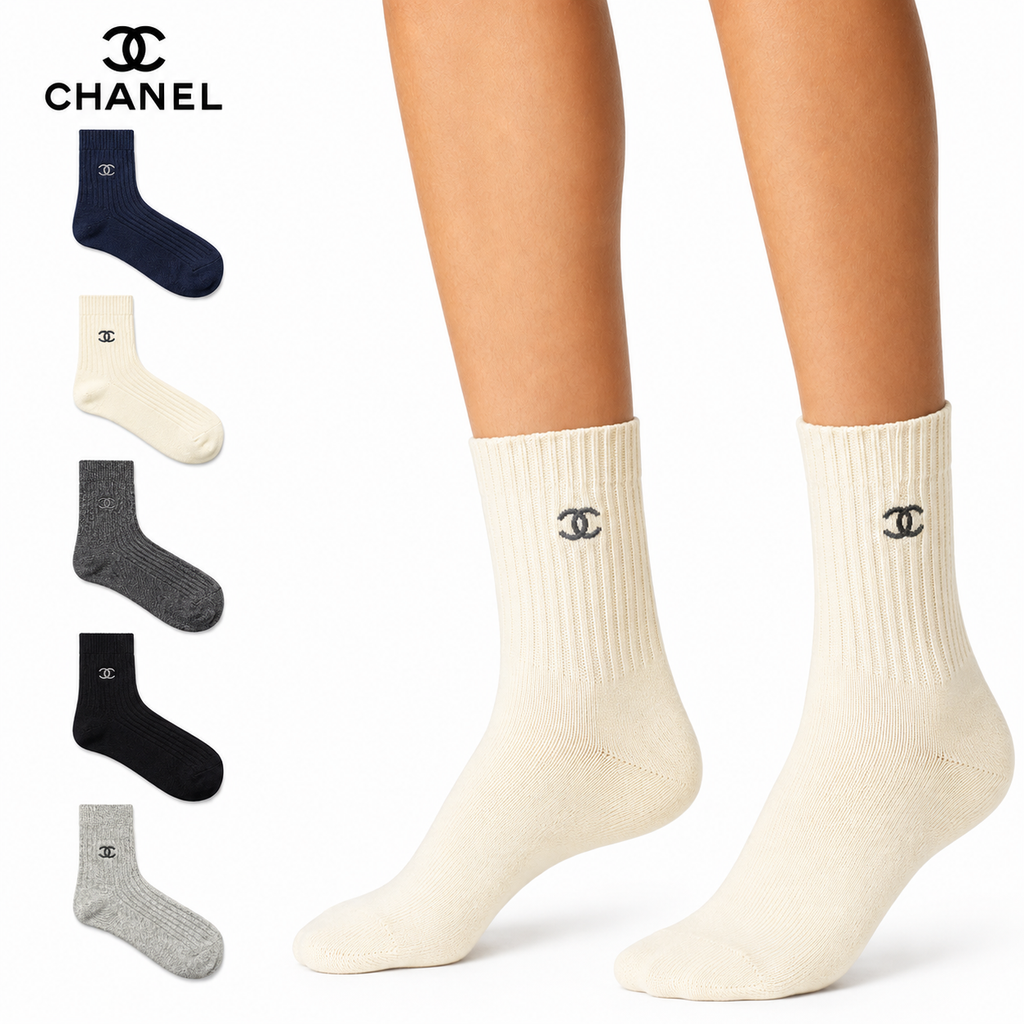 Gucci Ribbed Cotton Crew Socks 5-Pack – Gift Box, 5 Colors