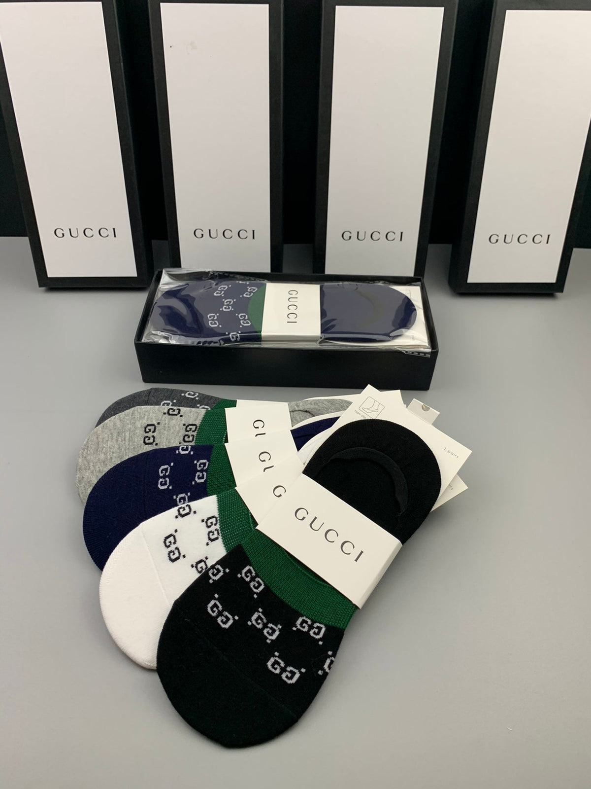 Gucci Cotton Crew Socks 5-Pack - Image 9