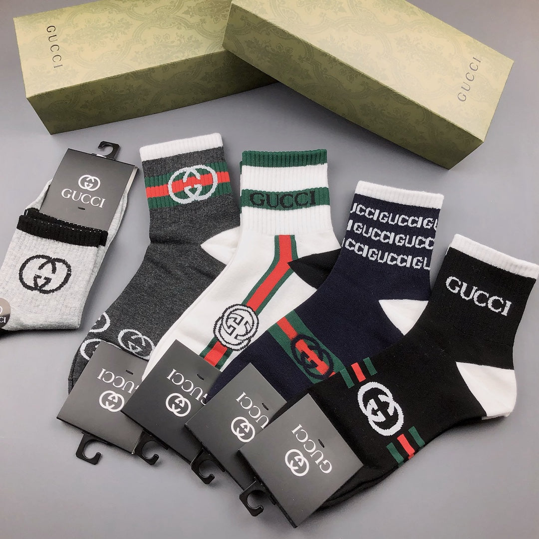 Gucci Cotton Crew Socks 5-Pack - Image 3