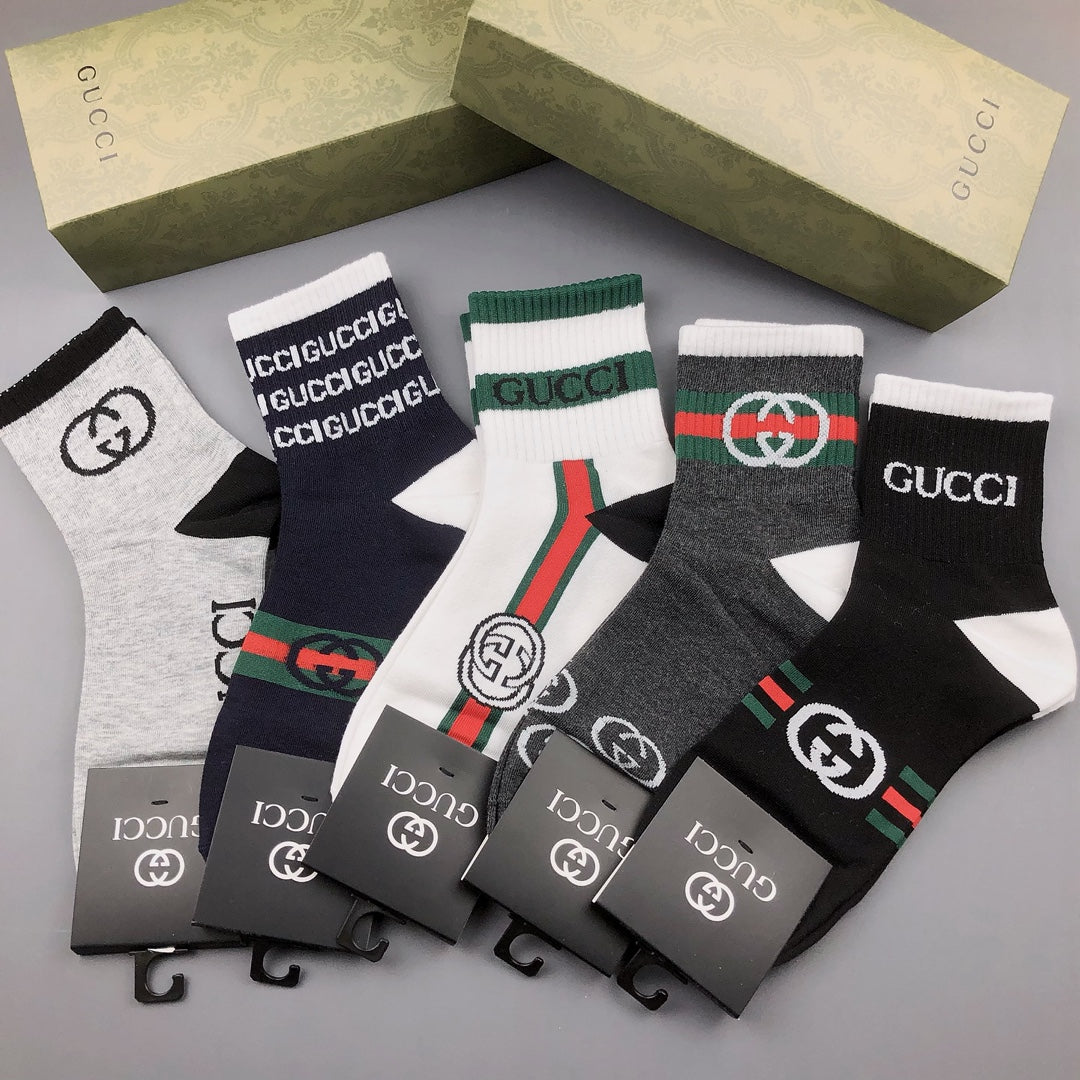 Gucci Cotton Crew Socks 5-Pack - Image 4
