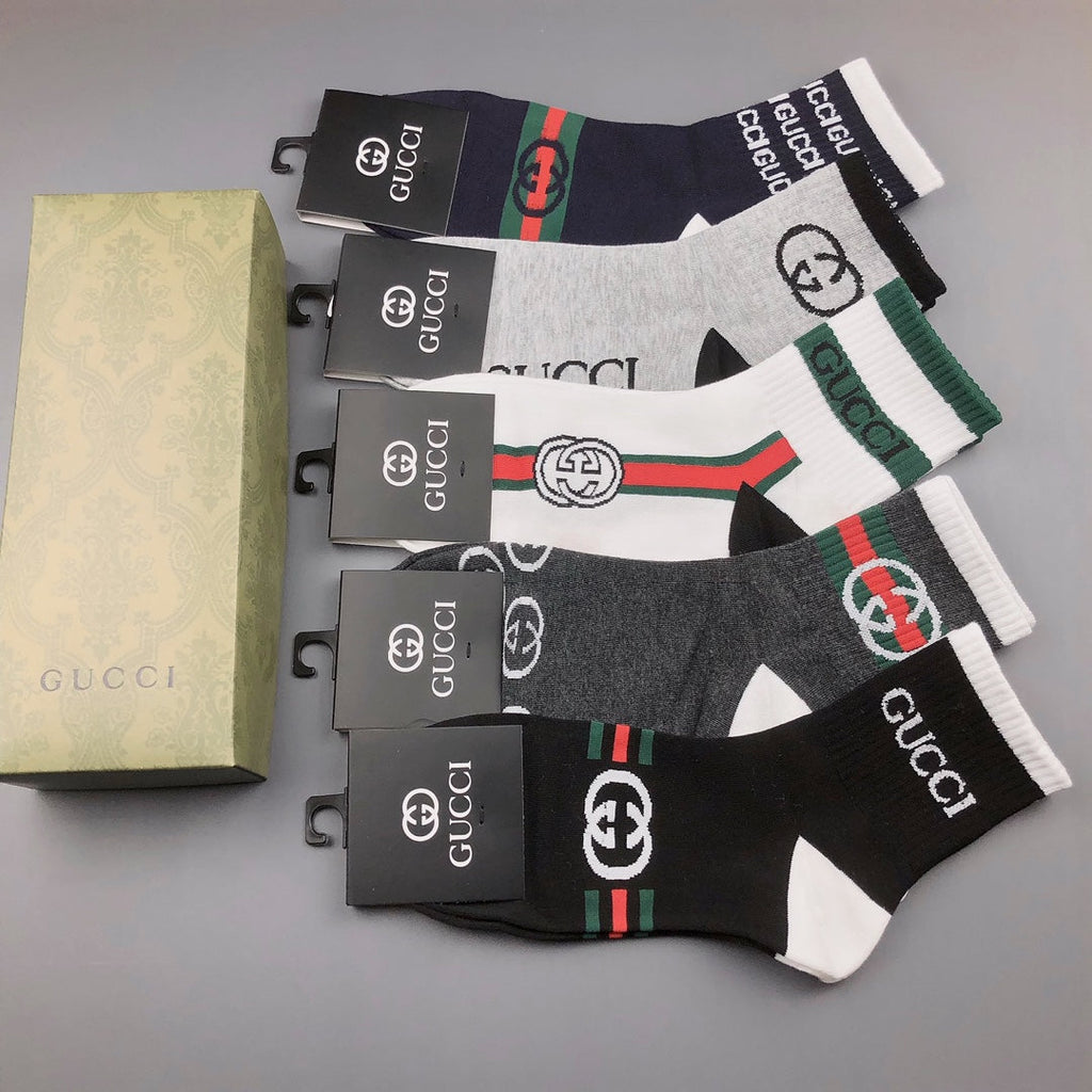 Gucci Cotton Crew Socks 5-Pack - Image 6