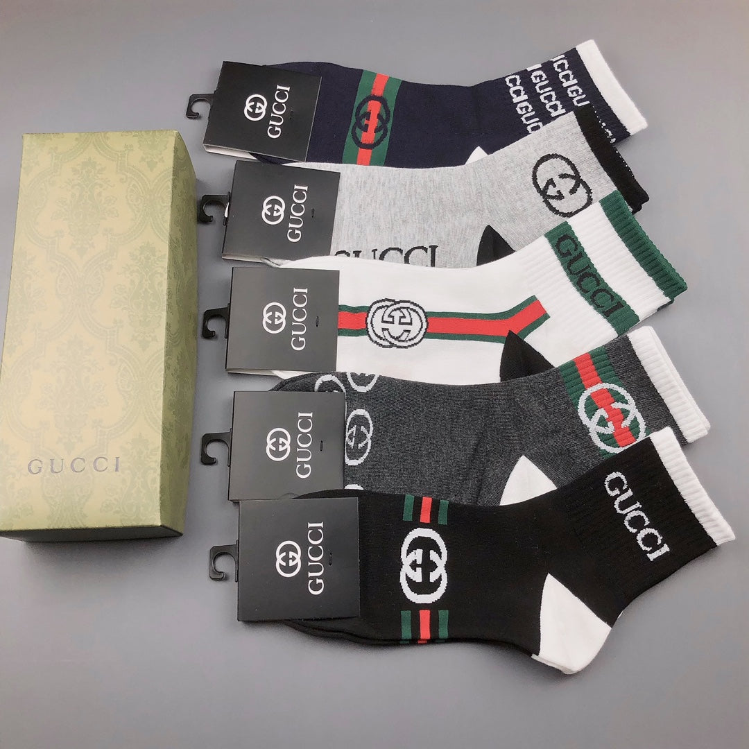 Gucci Cotton Crew Socks 5-Pack - Image 6
