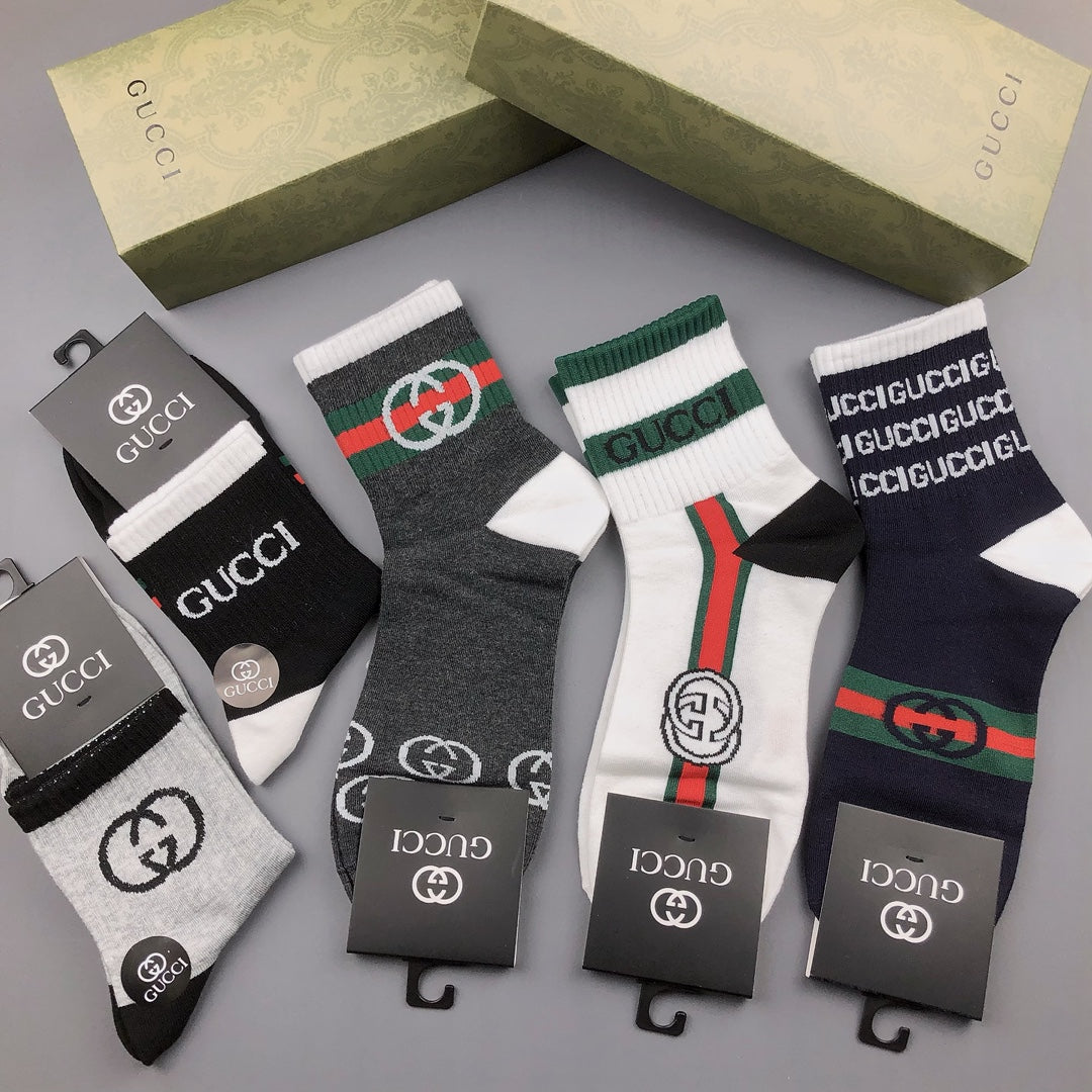 Gucci Cotton Crew Socks 5-Pack - Image 1