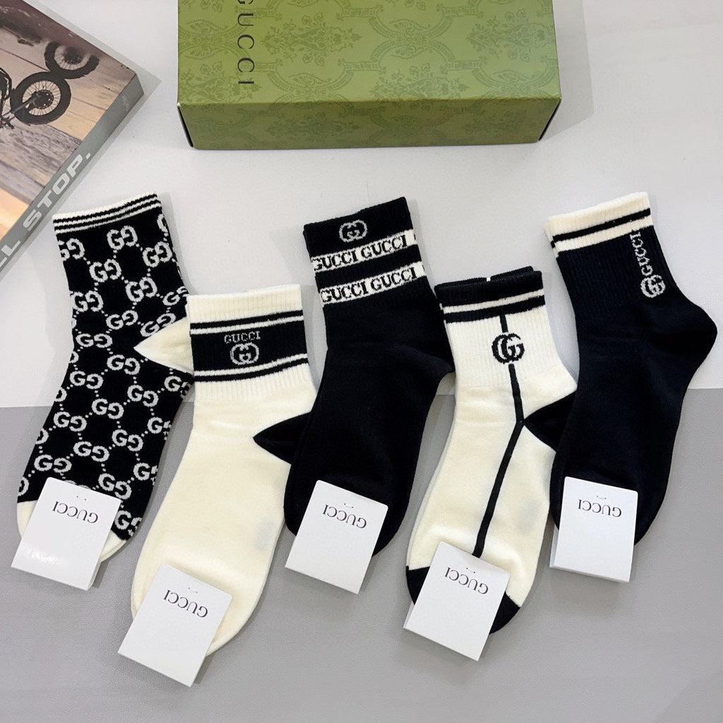 Gucci Cotton Crew Socks 5-Pack - Image 5