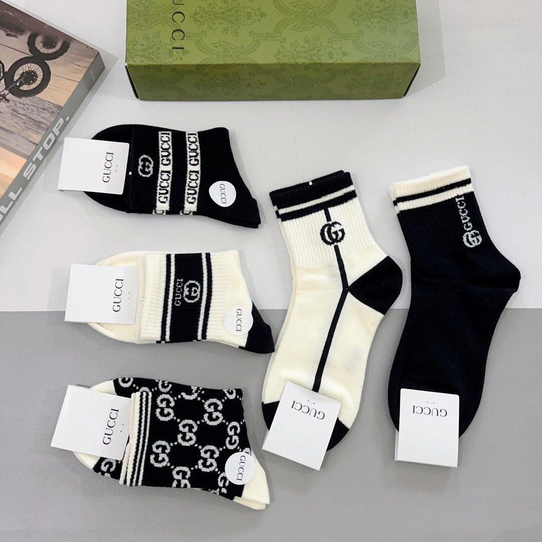 Gucci Cotton Crew Socks 5-Pack - Image 8