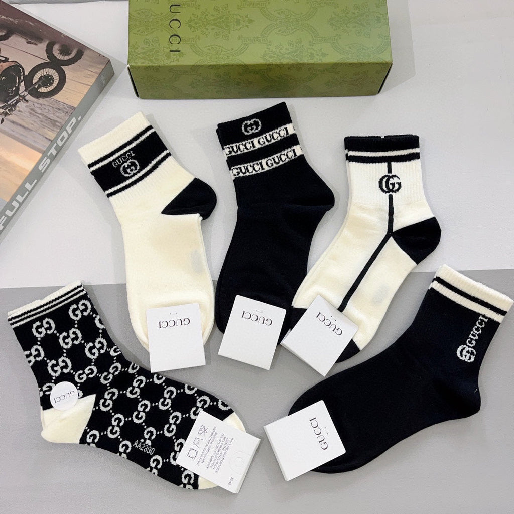 Gucci Cotton Crew Socks 5-Pack - Image 7