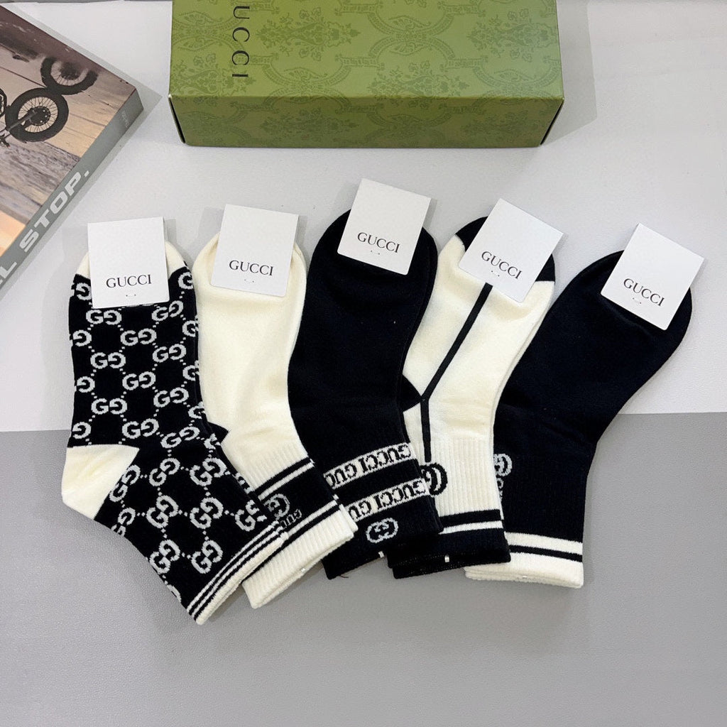 Gucci Cotton Crew Socks 5-Pack - Image 3