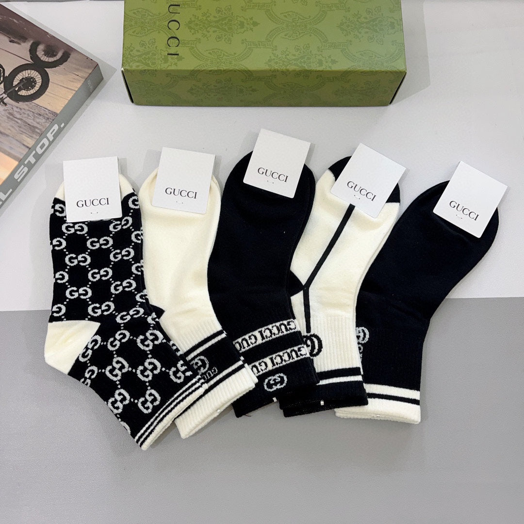 Gucci Cotton Crew Socks 5-Pack - Image 3