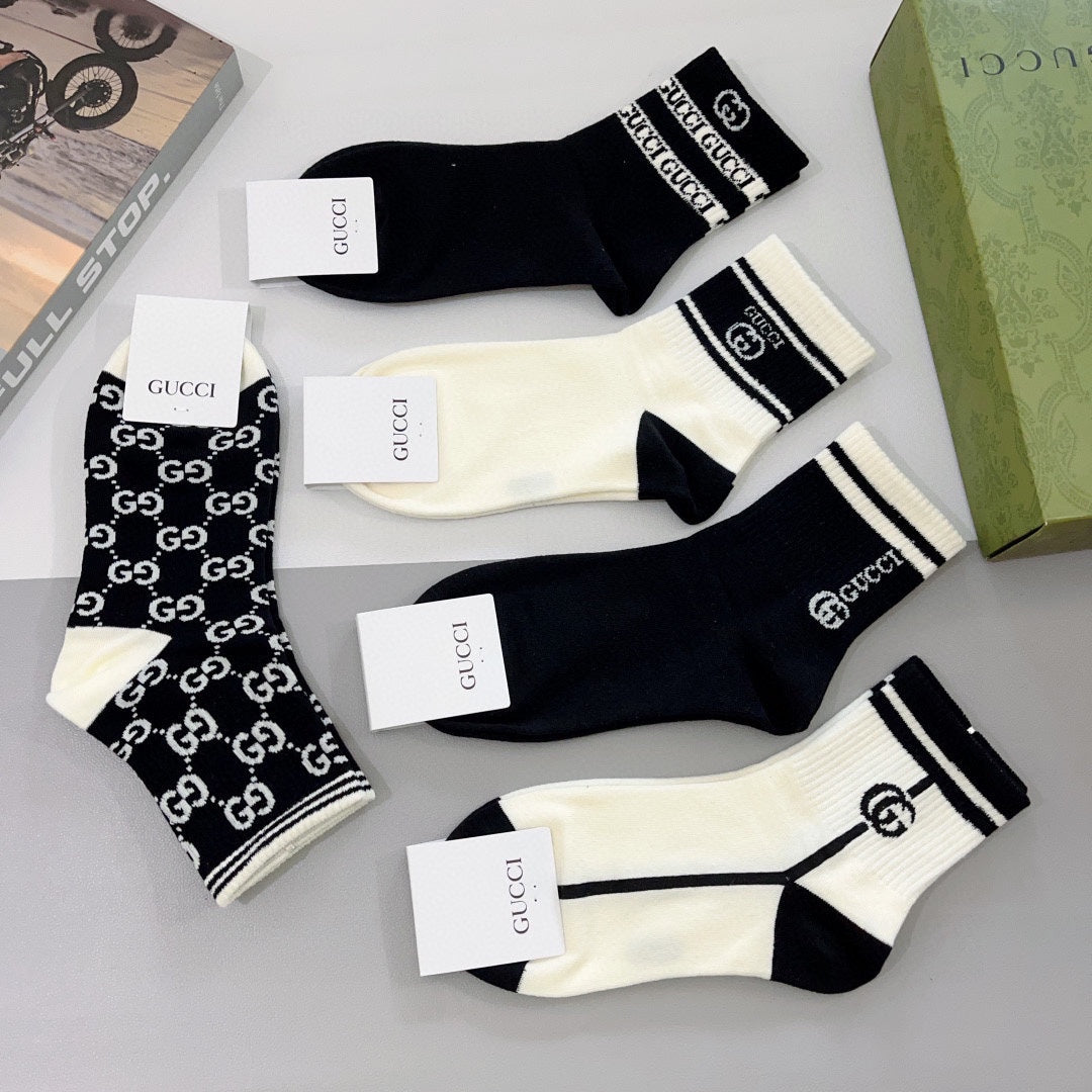 Gucci Cotton Crew Socks 5-Pack - Image 9