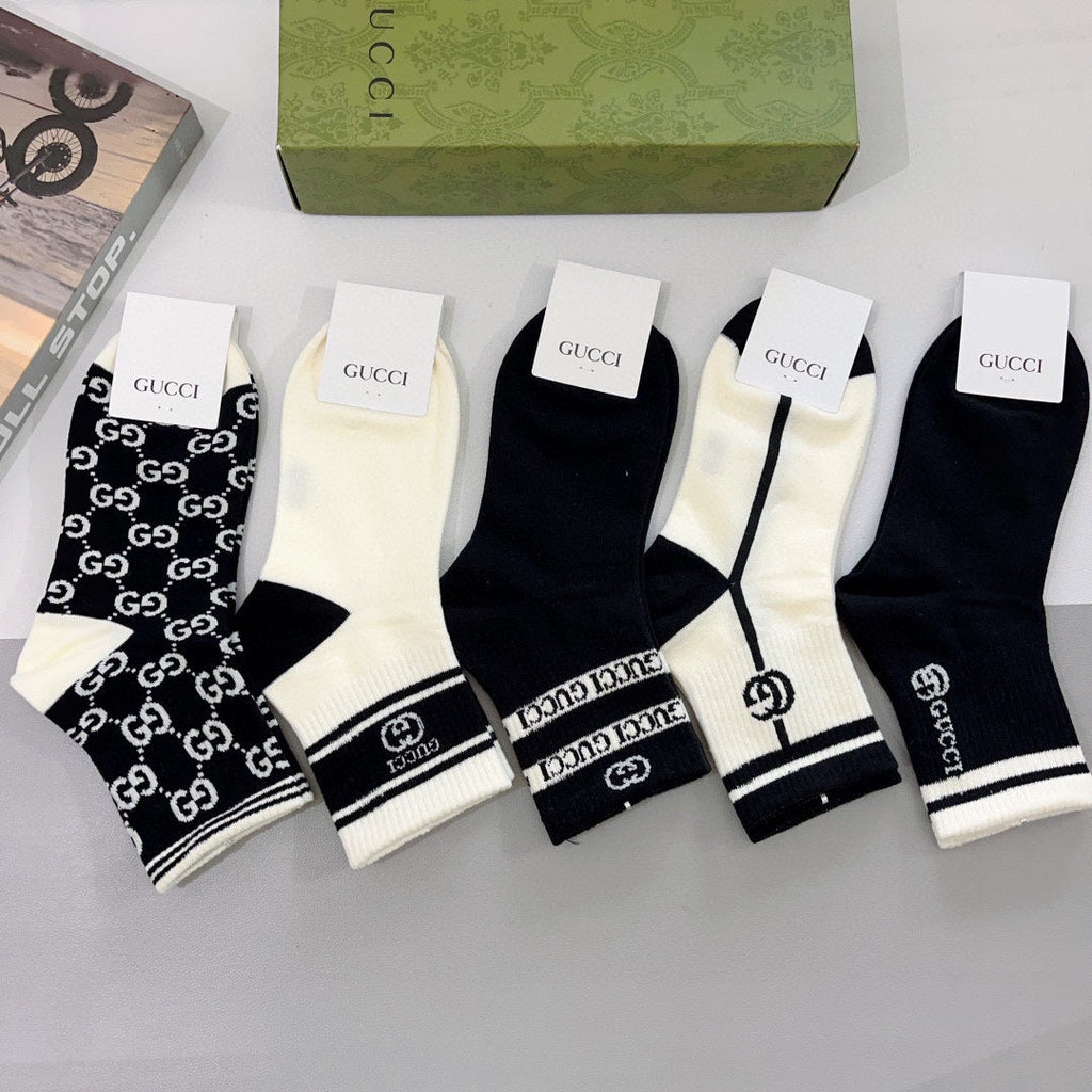 Gucci Cotton Crew Socks 5-Pack - Image 4