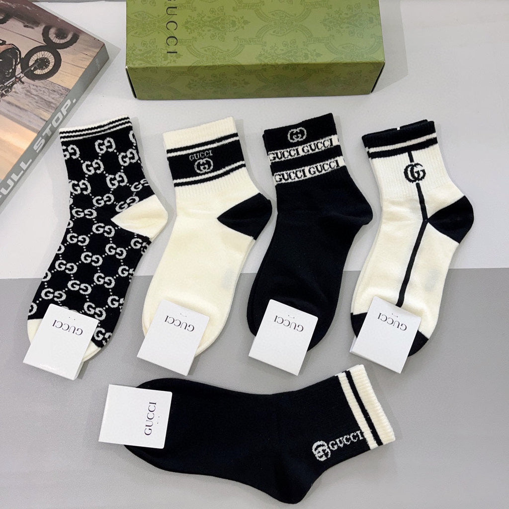 Gucci Cotton Crew Socks 5-Pack - Image 6