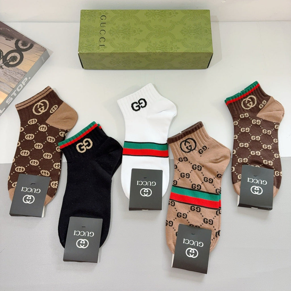 Gucci Cotton Crew Socks 5-Pack - Image 8