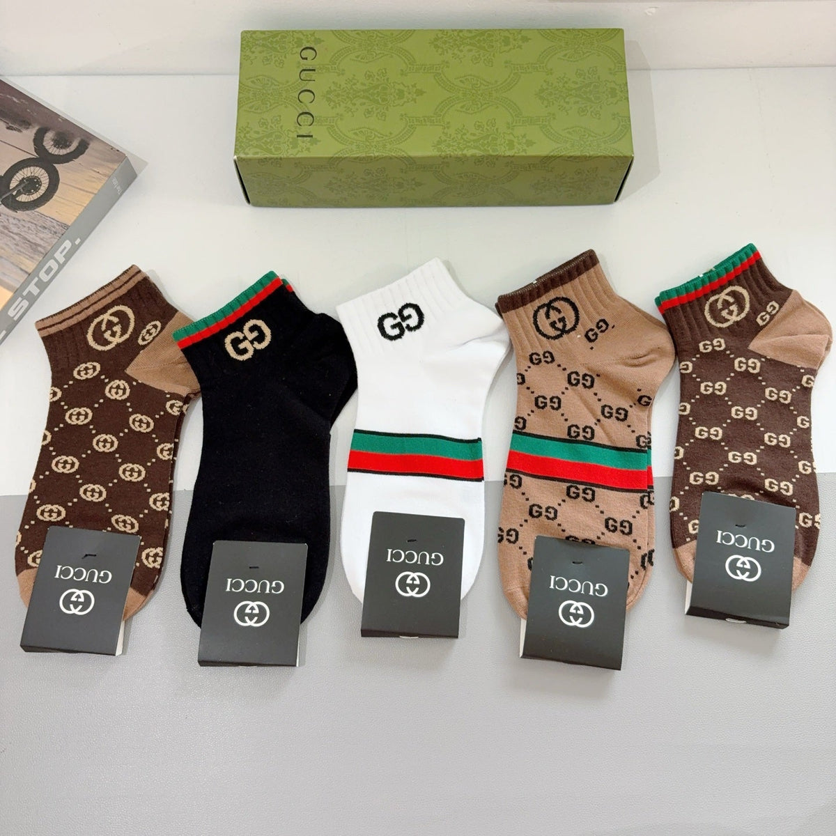 Gucci Cotton Crew Socks 5-Pack - Image 2