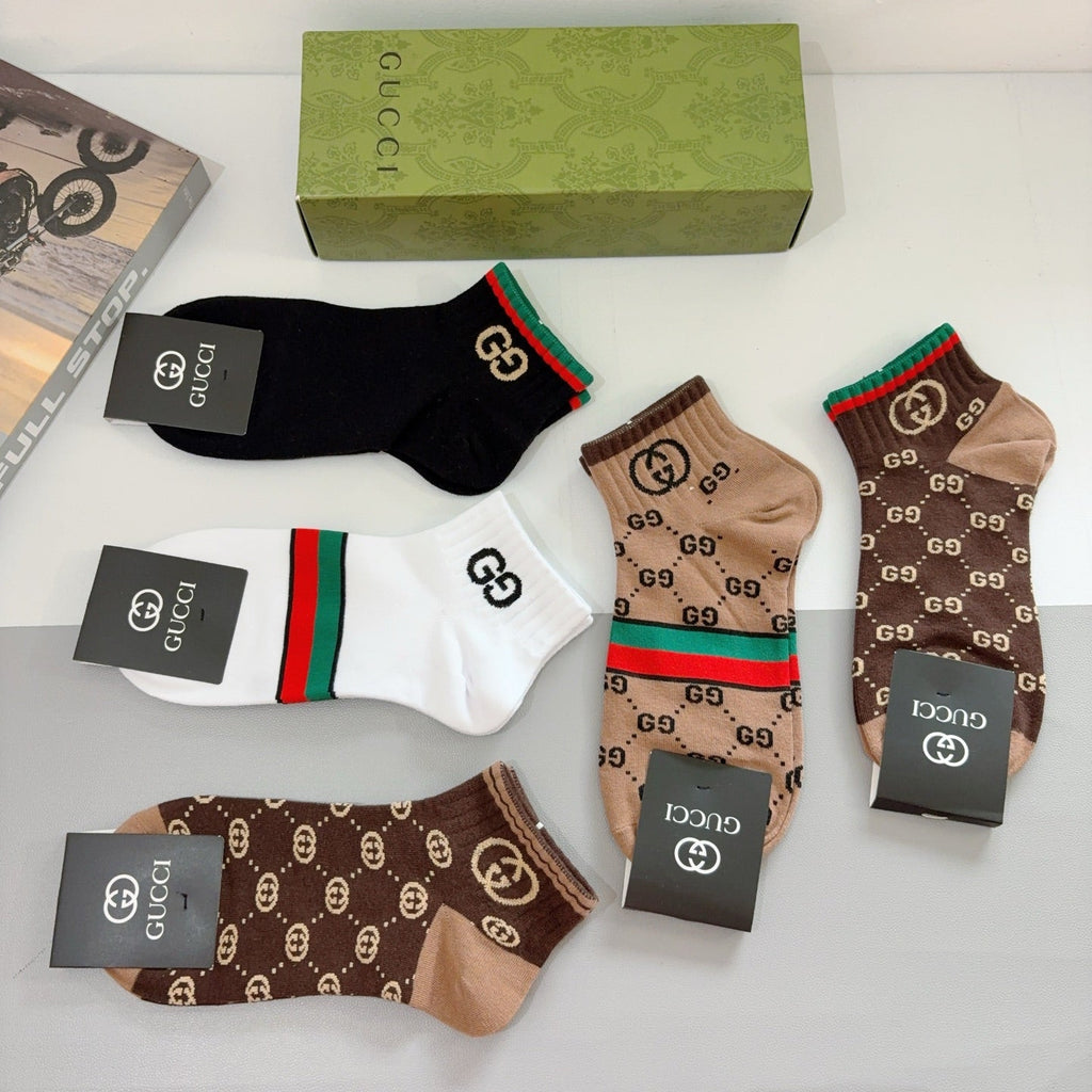 Gucci Cotton Crew Socks 5-Pack - Image 5