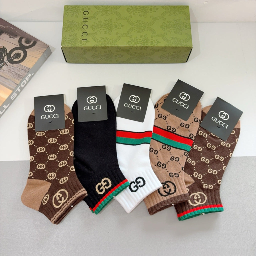 Gucci Cotton Crew Socks 5-Pack - Image 4
