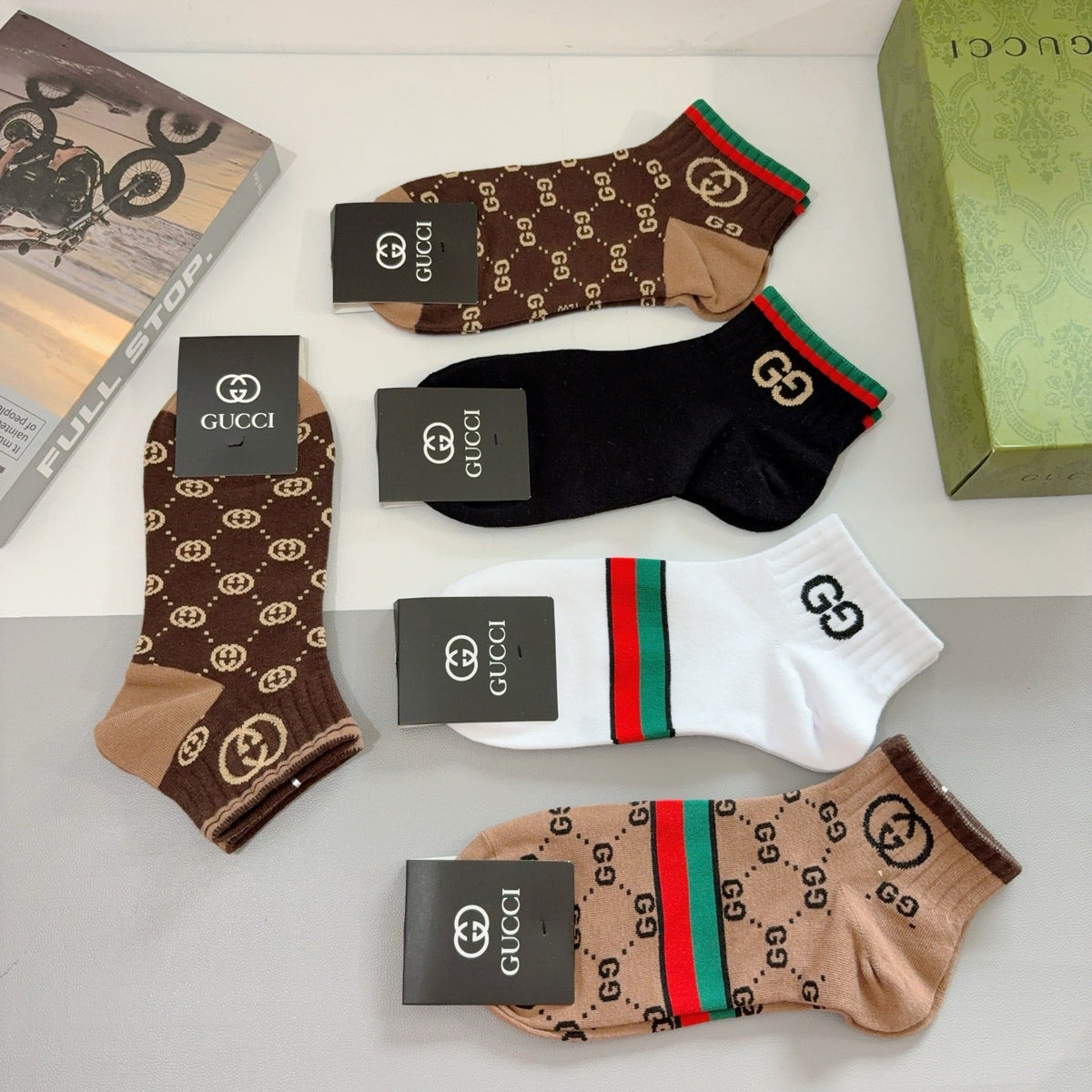 Gucci Cotton Crew Socks 5-Pack - Image 6