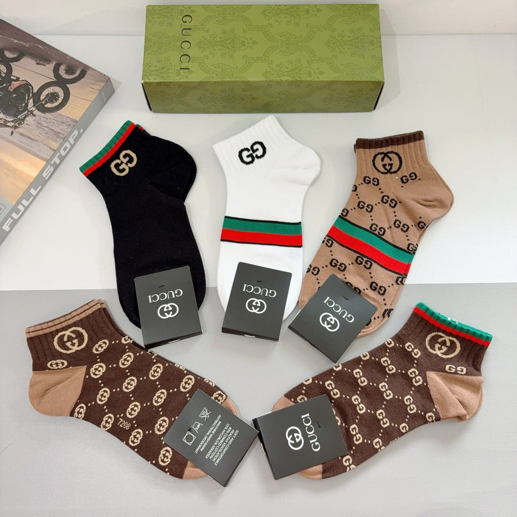 Gucci Cotton Crew Socks 5-Pack - Image 9