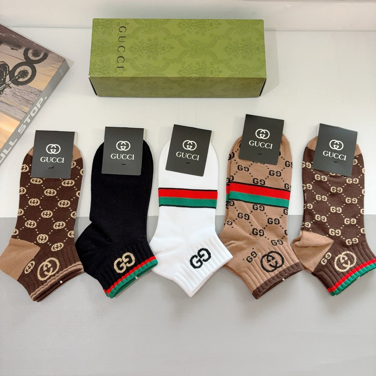 Gucci Cotton Crew Socks 5-Pack - Image 3