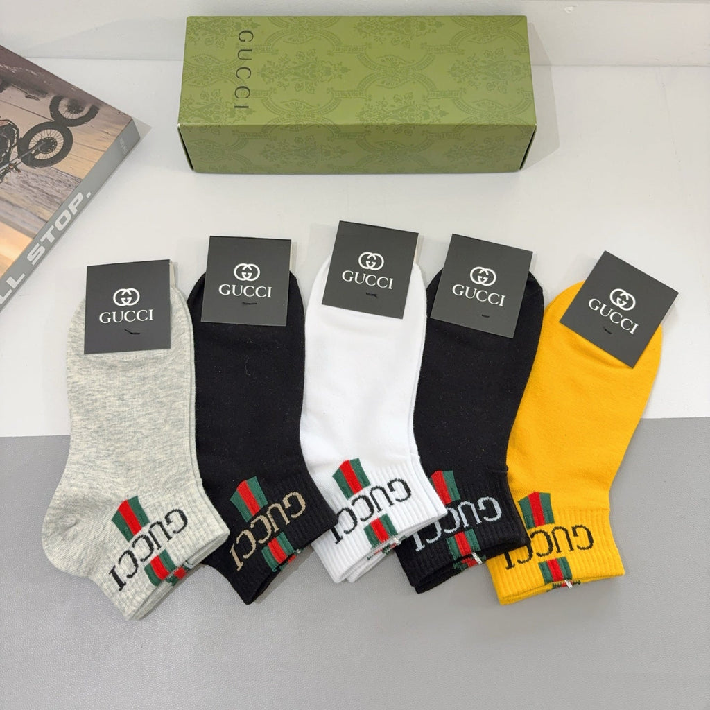 Gucci Cotton Crew Socks 5-Pack - Image 4