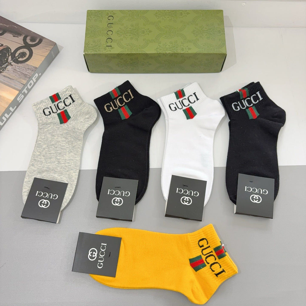 Gucci Cotton Crew Socks 5-Pack - Image 7