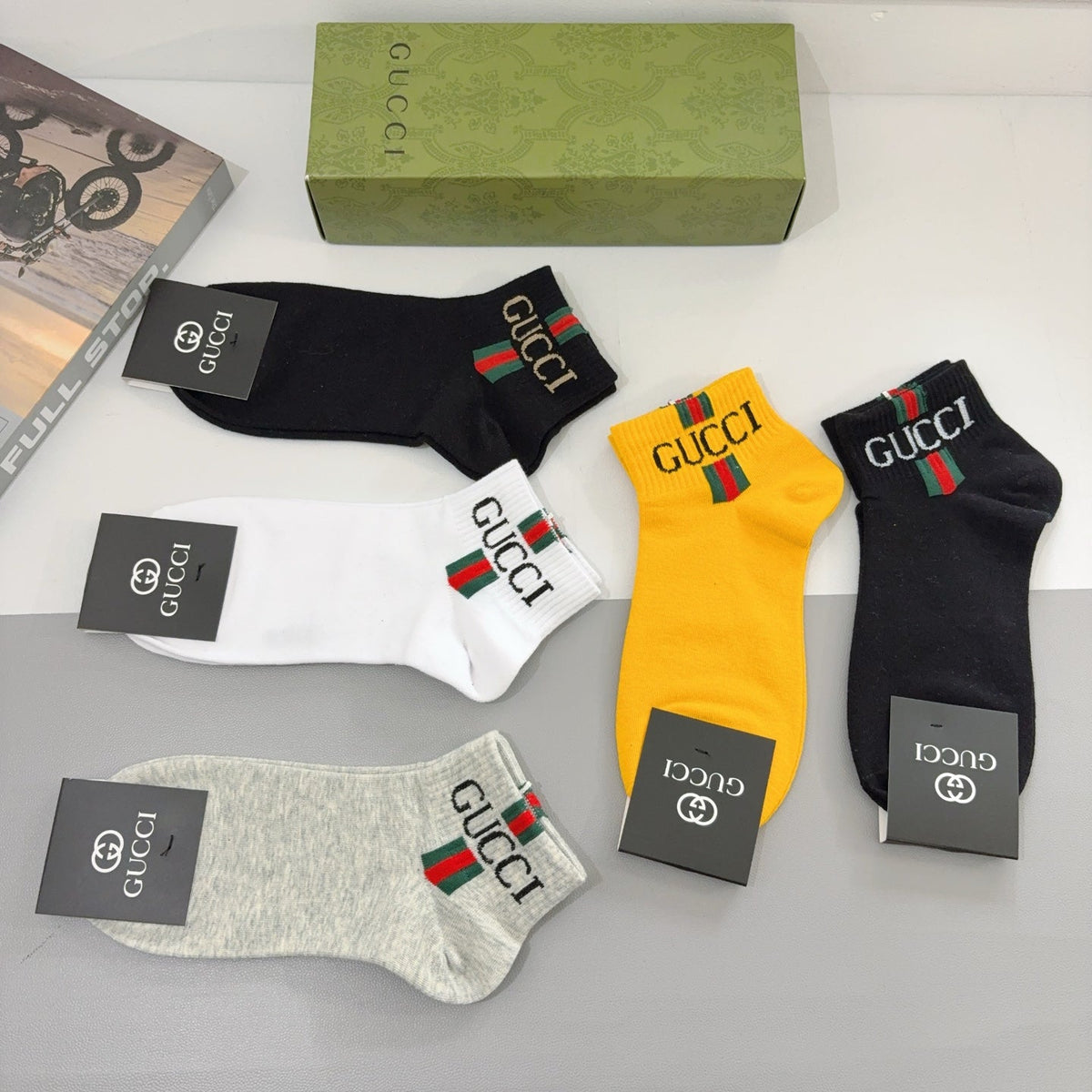 Gucci Cotton Crew Socks 5-Pack - Image 5