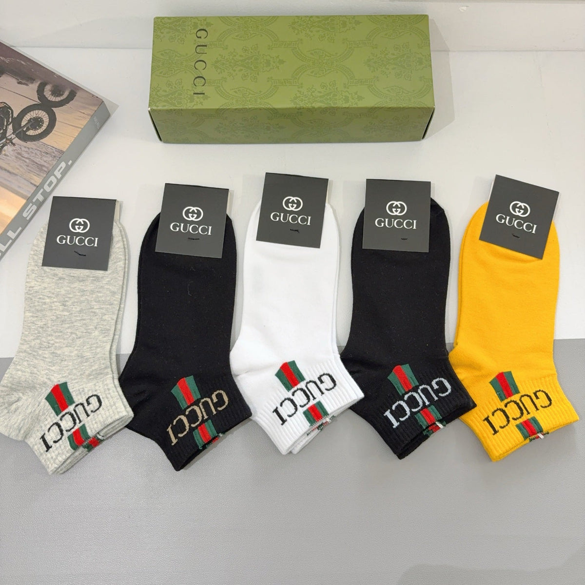 Gucci Cotton Crew Socks 5-Pack - Image 3