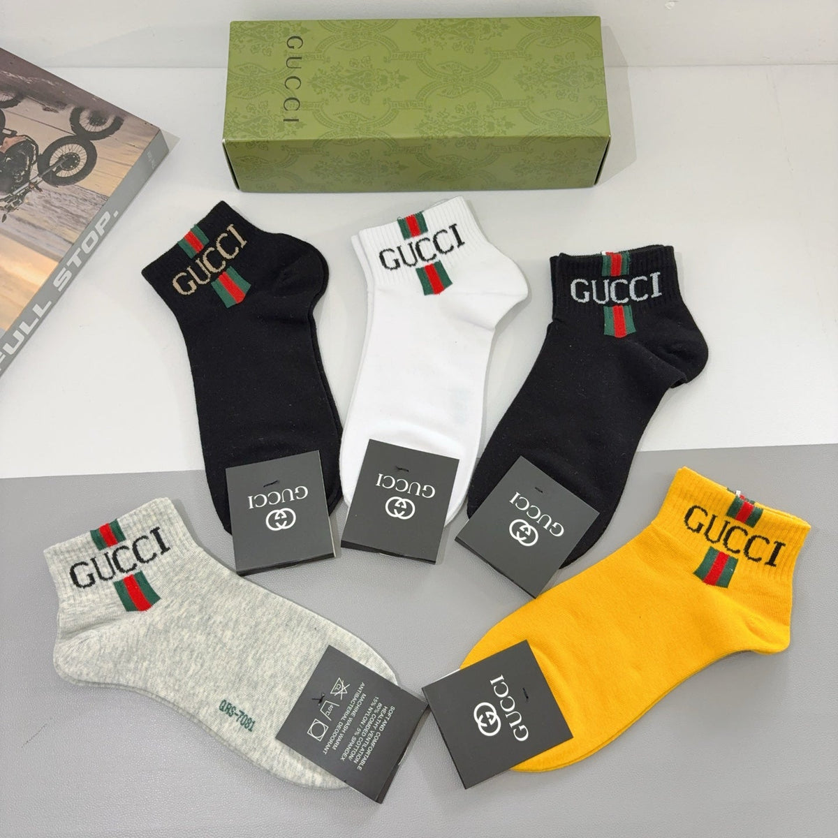 Gucci Cotton Crew Socks 5-Pack - Image 8