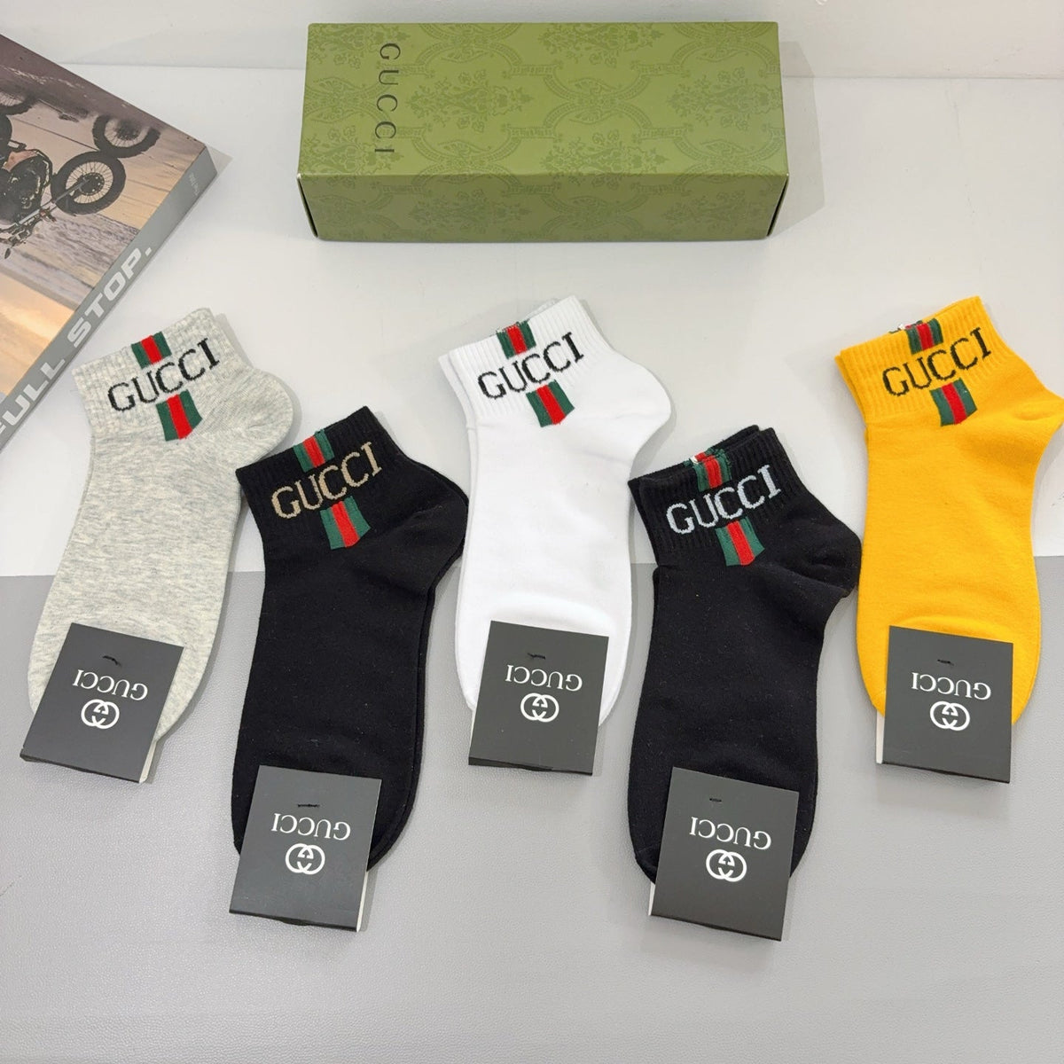 Gucci Cotton Crew Socks 5-Pack - Image 9