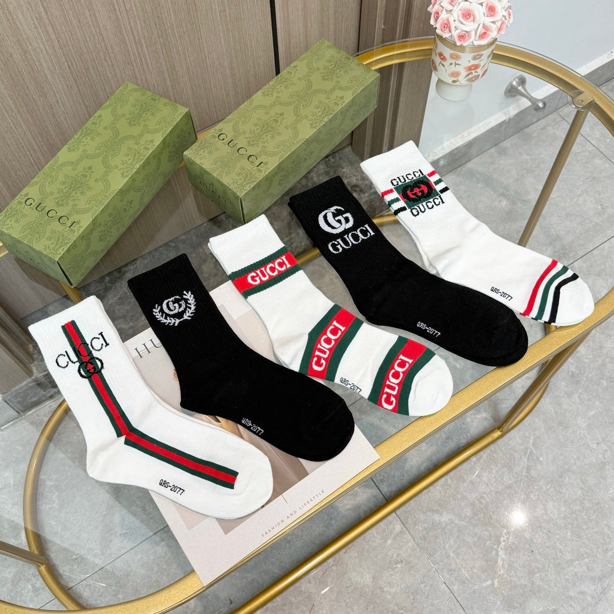 Gucci Cotton Crew Socks 5-Pack - Image 1