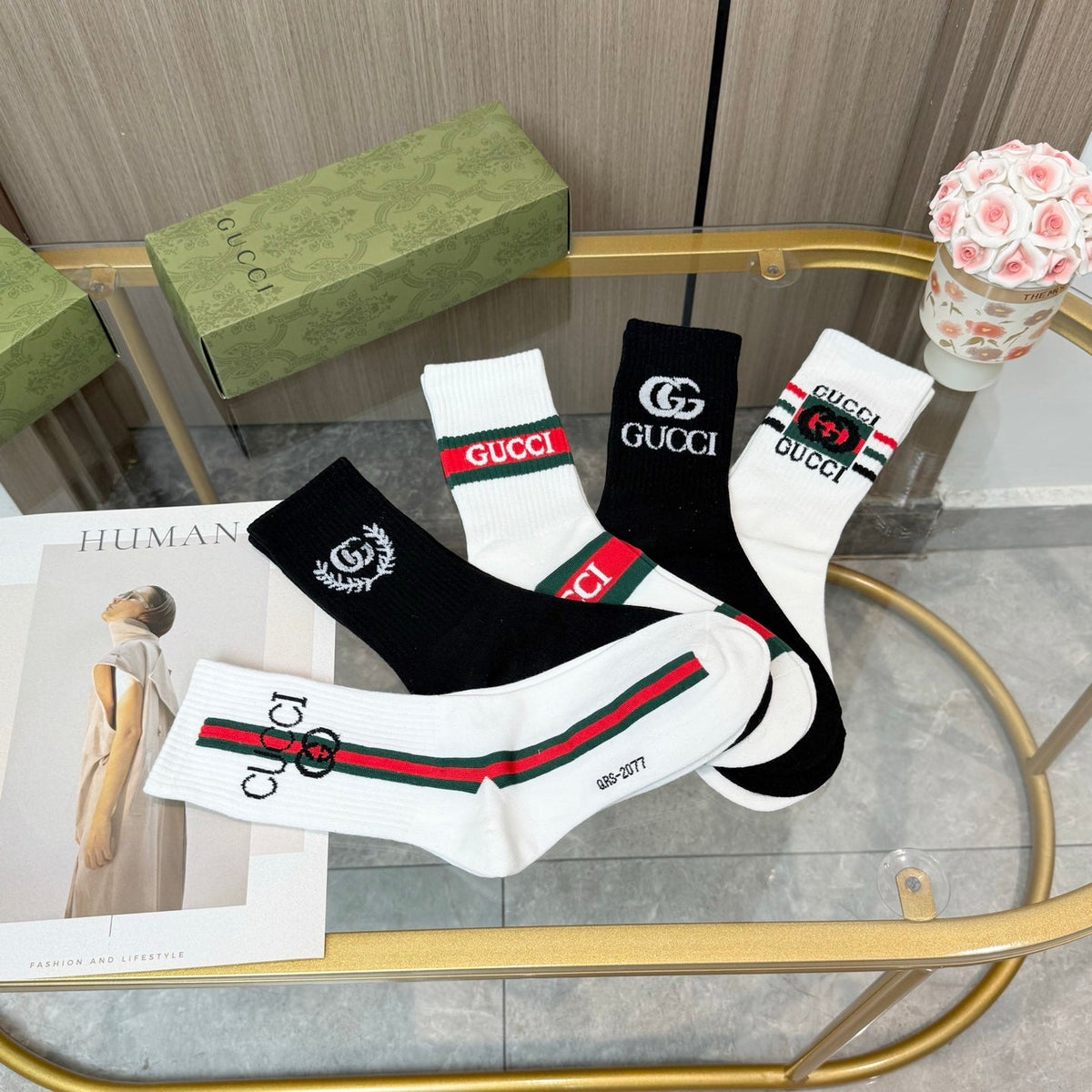 Gucci Cotton Crew Socks 5-Pack - Image 4