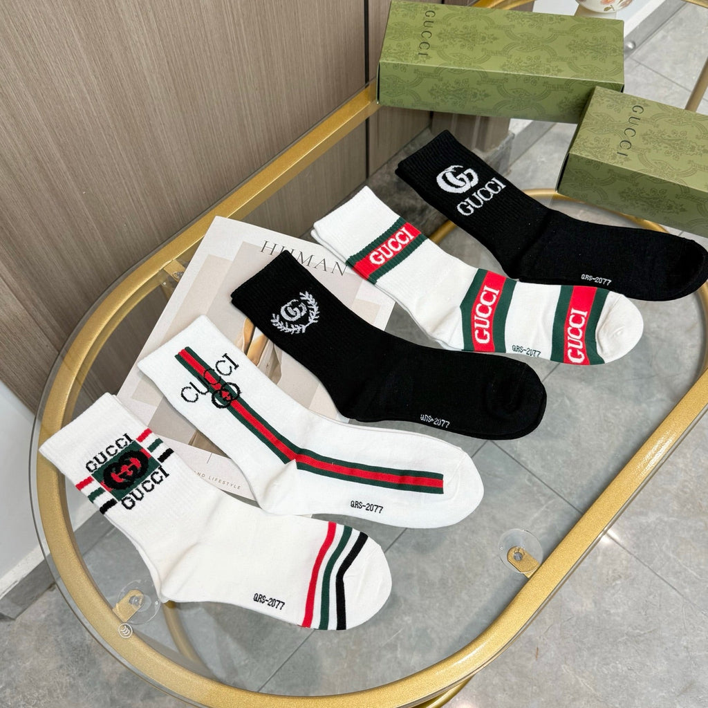 Gucci Cotton Crew Socks 5-Pack - Image 9